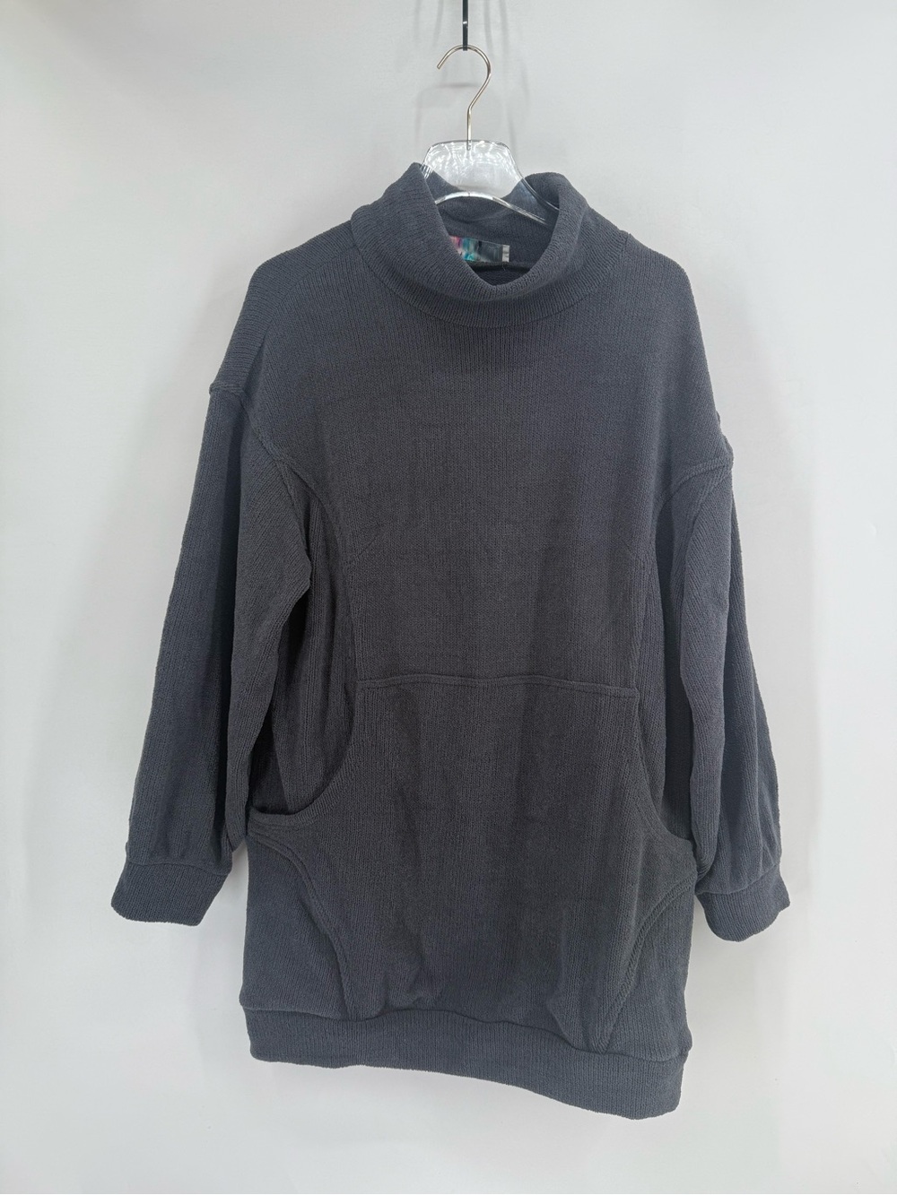 Free People beach dark gray mock neck oversized sweatshirt size medium
